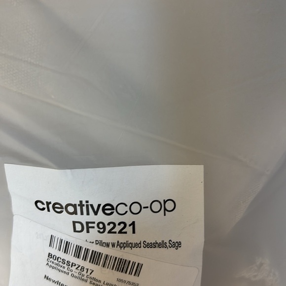 Creative Co-Op Cotton Lumbar Pillow With Appliqued Quilted Seashells, Sage - Picture 13 of 14